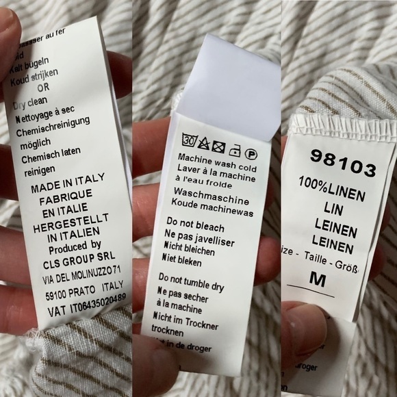 Piazza del Tempio linen ruffle top striped Organic Natural Slow Fashion M - Picture 5 of 5